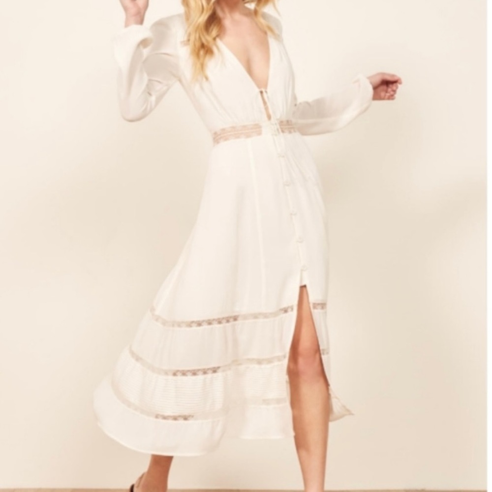 Reformation Imogen MIDI dress Ivory Size 10 (sold out)